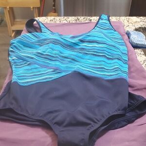 Lands' End Blue and Black Swimsuit